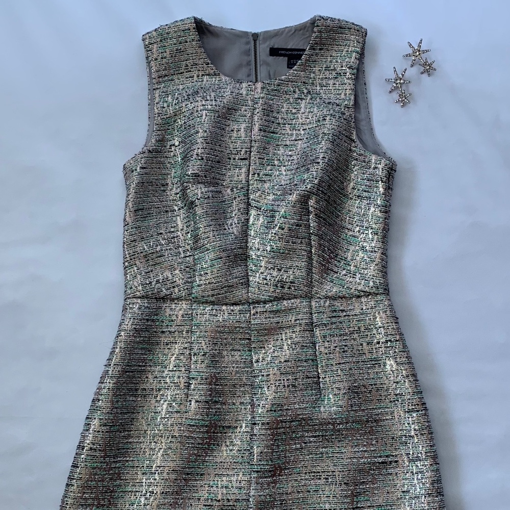 French Connection Silver Modern Tweed Dress